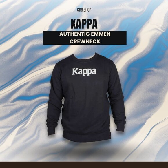 Kappa Authentic Emmen Crewneck Sweatshirt YS Black Regular Fit - Picture 1 of 3